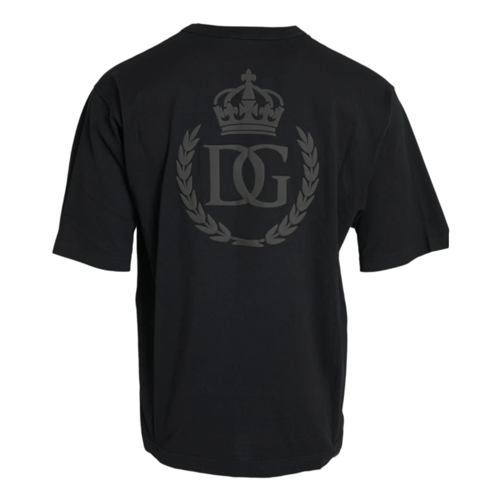 Dolce & Gabbana Zwart Logo Ingelegd Ronde Hals T-Shirt Black Heren