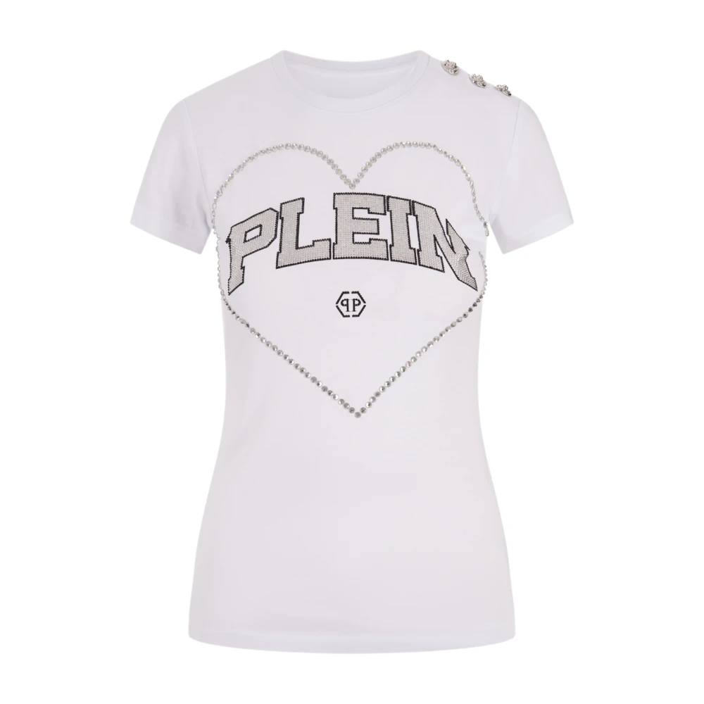 Philipp Plein Witte Kristalhart T-shirt White Dames