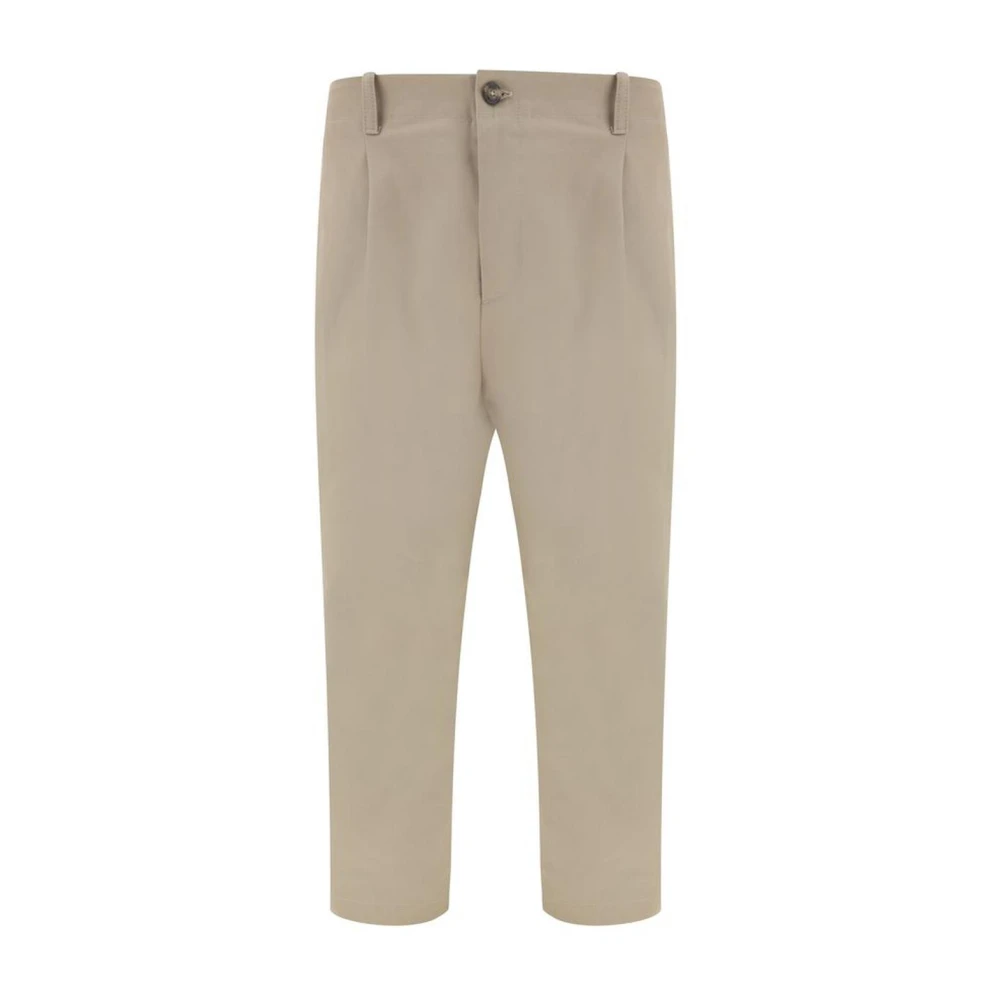 Valentino Beige Katoenen Broek met Plooidetails Beige Heren
