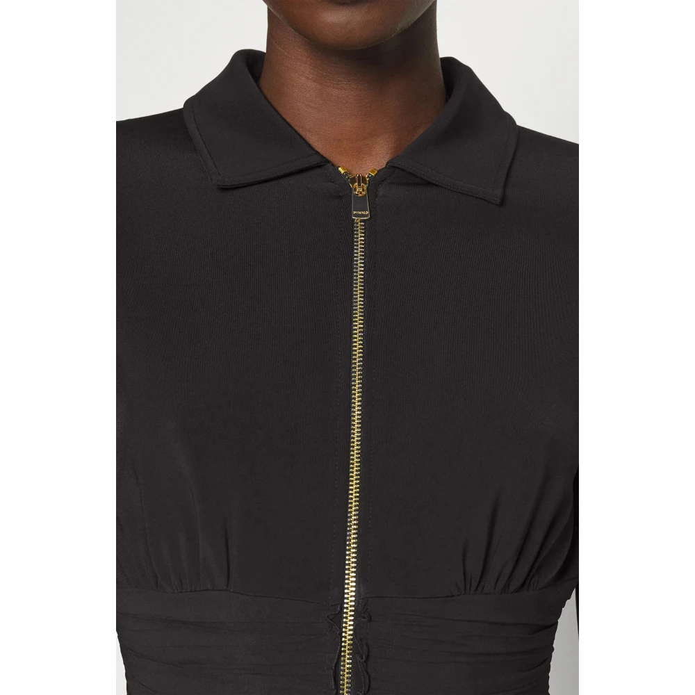 pinko Akane Zwarte Jurk met Gouden Hardware Black Dames