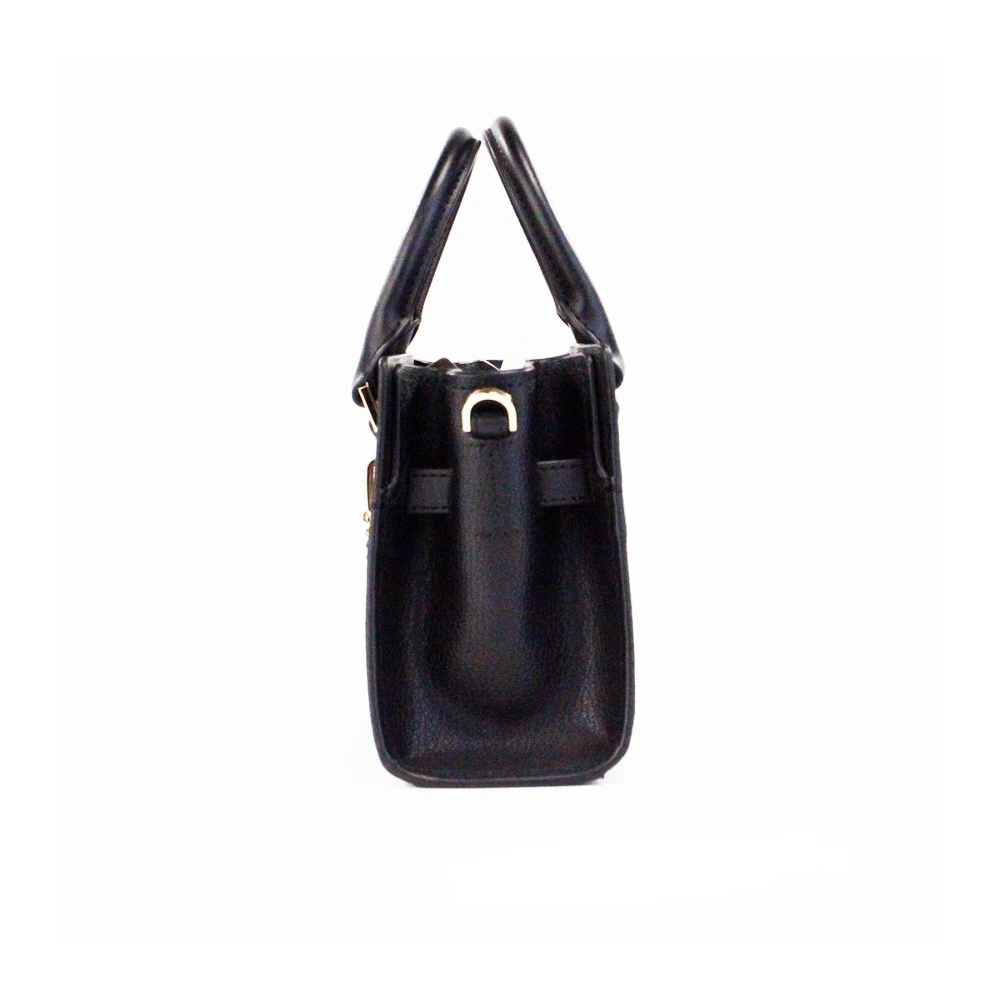 Michael Kors Zwarte Korrelige Leren Satchel Crossbody Tas Black Dames