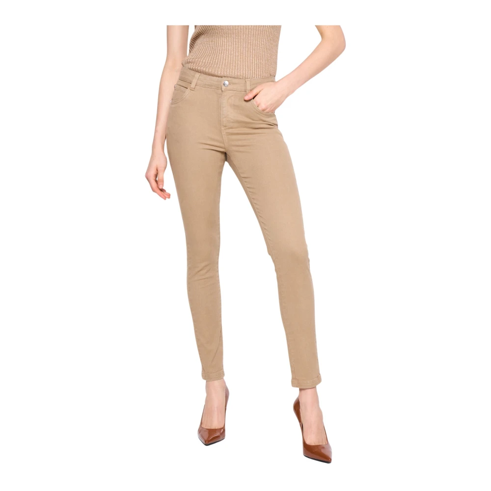 Silvian Heach Beige Skinny Jeans met Medium Taille Beige Dames