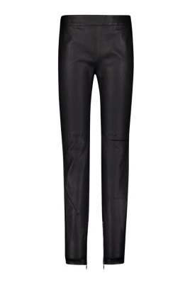 Svarta Läderleggings med Dragkedjor