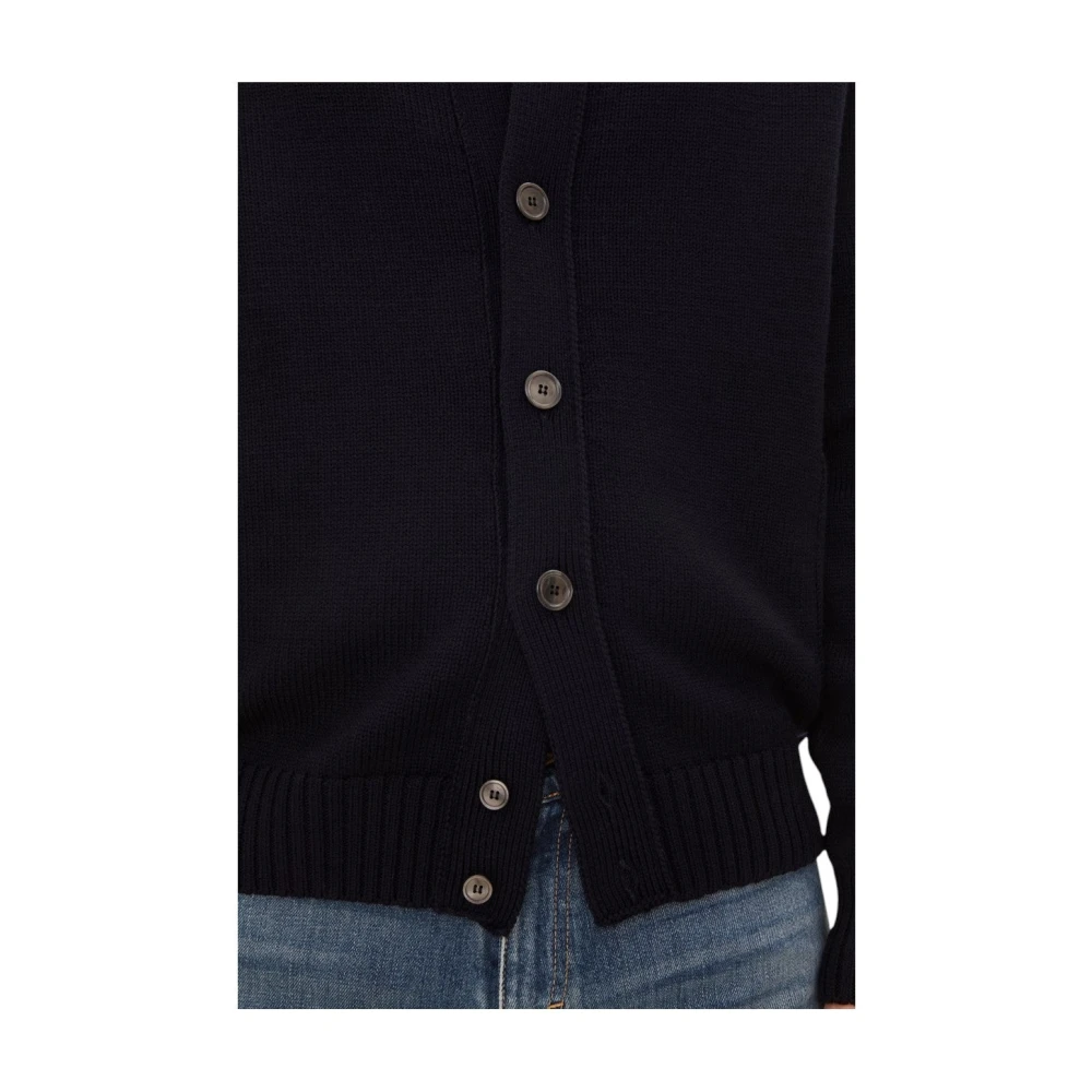 Oscar Jacobson Navy Merino Wol Vest Regular Fit Blue Heren