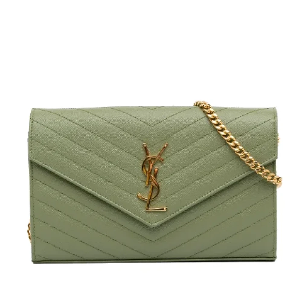 Saint Laurent Vintage Pre-owned Leather crossbody-bags Green Dames