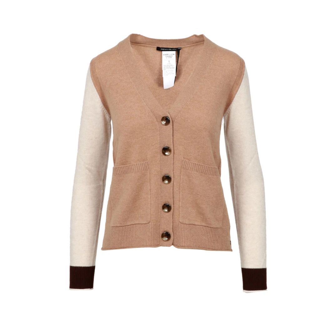 Pennyblack Kameelwol Kasjmier Trui Kleurblok Brown Dames