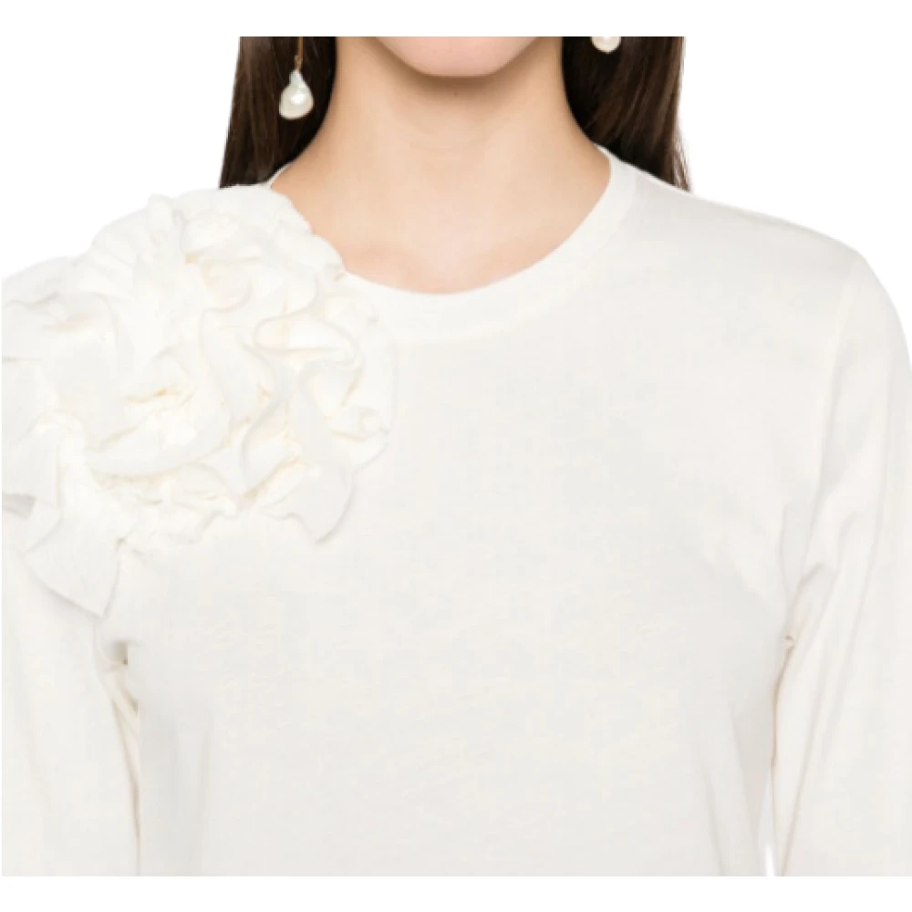 Ulla Johnson Bloemen Lange Mouw Biologisch Katoen T-shirt White Dames