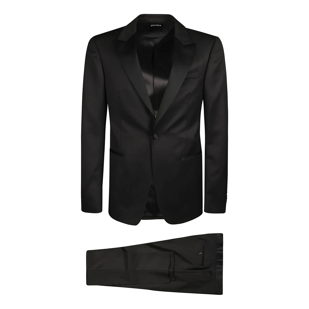 Z Zegna Nero Suit Stijlvol en Elegant Black Heren