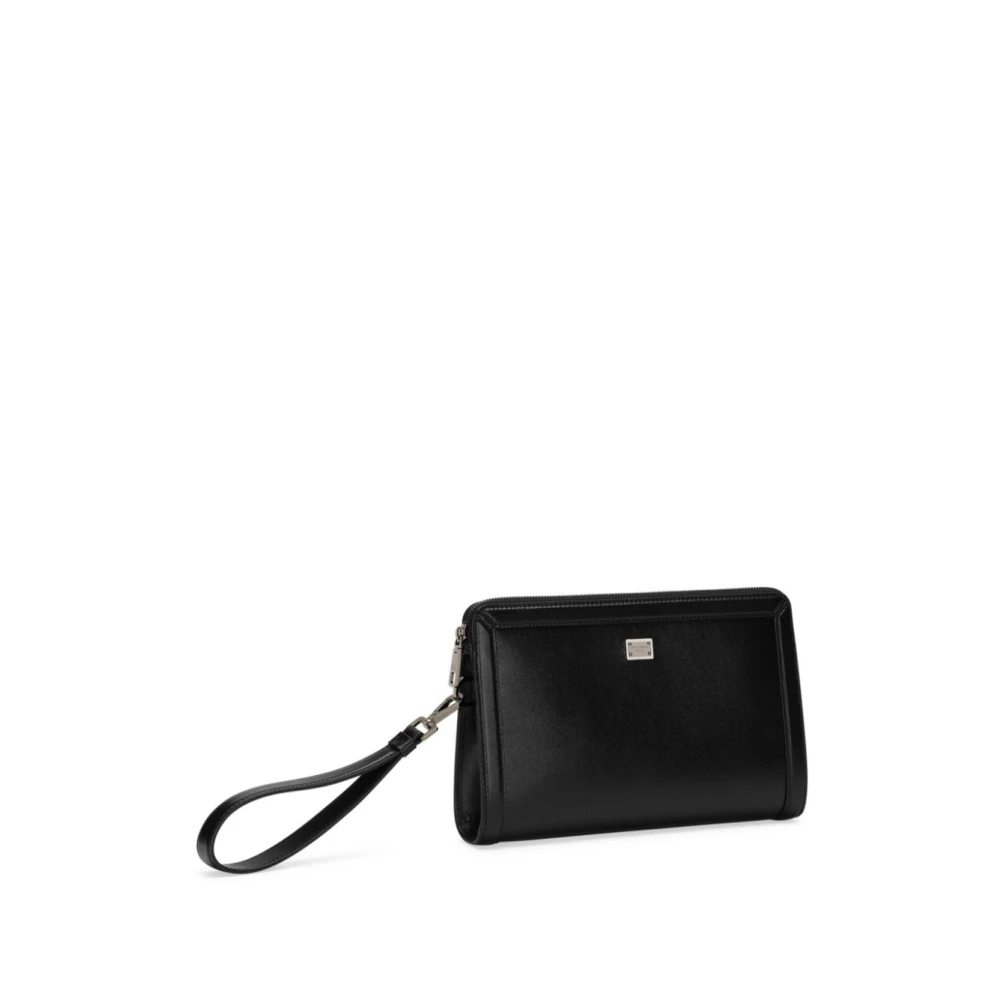 Dolce & Gabbana Zwarte Leren Pols Tas Black Heren