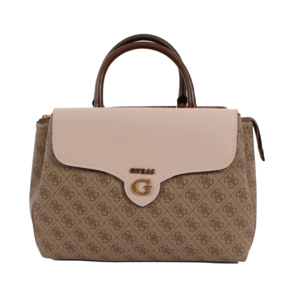 Guess Beige Schoudertas met Ritssluiting Brown Dames