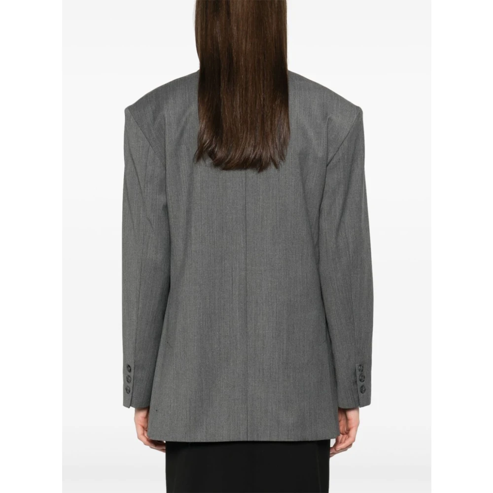 Birgitte Herskind Slate Grey Blazer met Off-Center Knoop Gray Dames