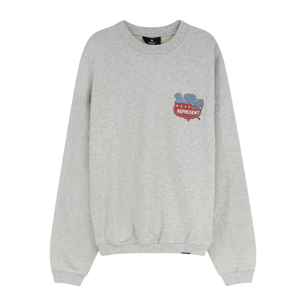 Represent Gray Sweatshirts, Male, S, Ribbed Crewneck Sweatshirt