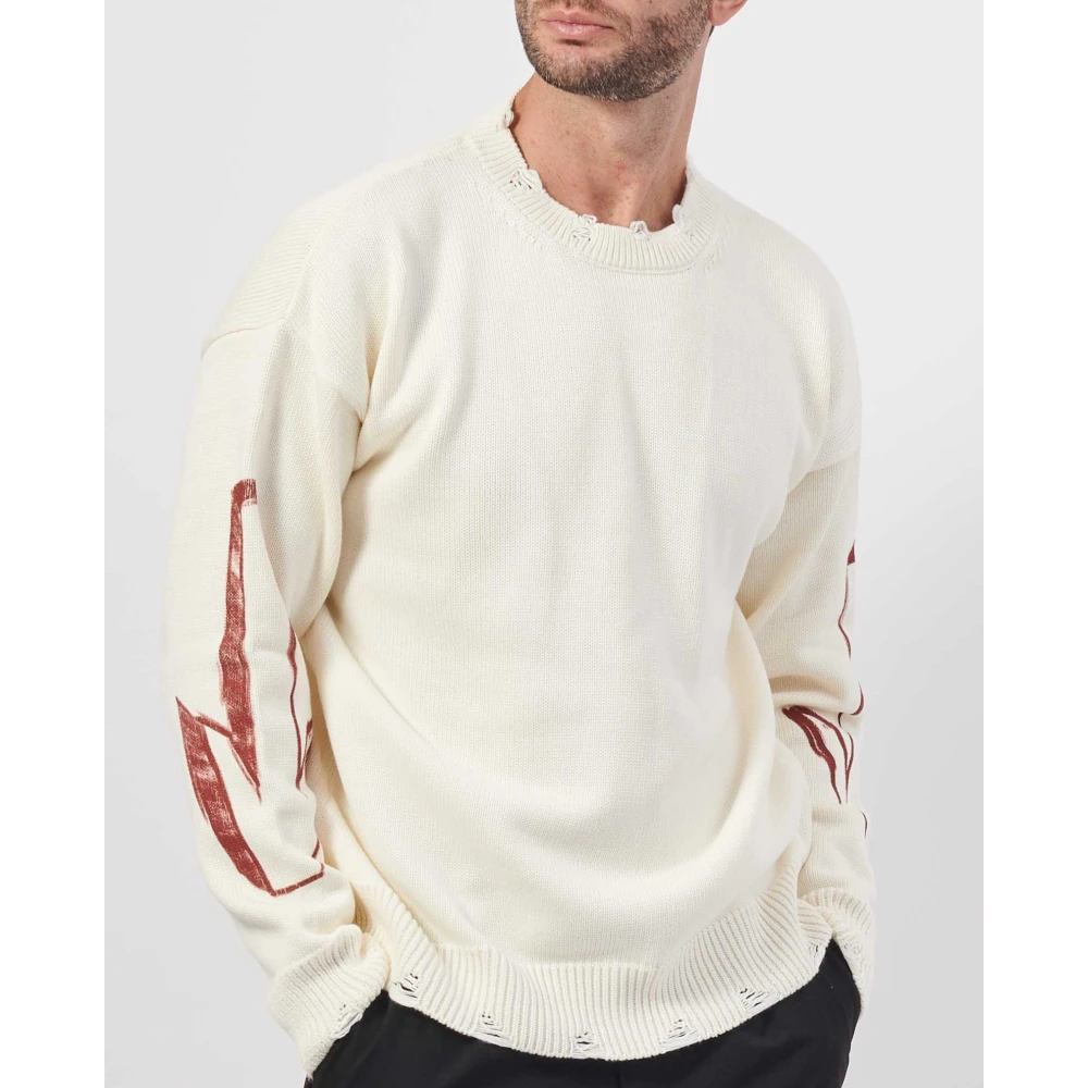 Disclaimer Witte Sweater met Contrastprint White Heren