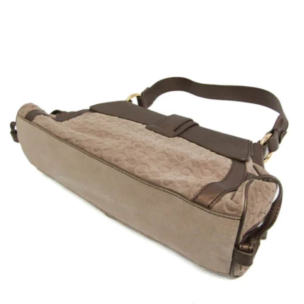 Celine Vintage Pre-owned Leather shoulder-bags Beige Dames