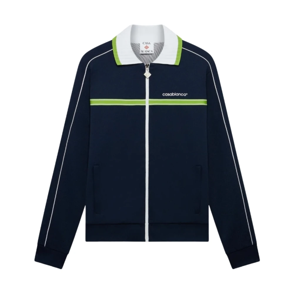 Casablanca Men's Blue Training Jackets, L, Round Pique Track Jacket
