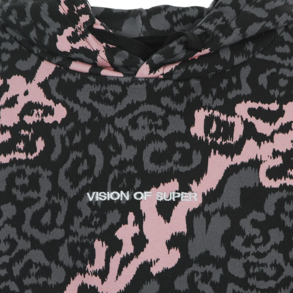 Vision OF Super Leopard Hoodie Pink Grey Lichtgewicht Sweatshirt Multicolor Heren