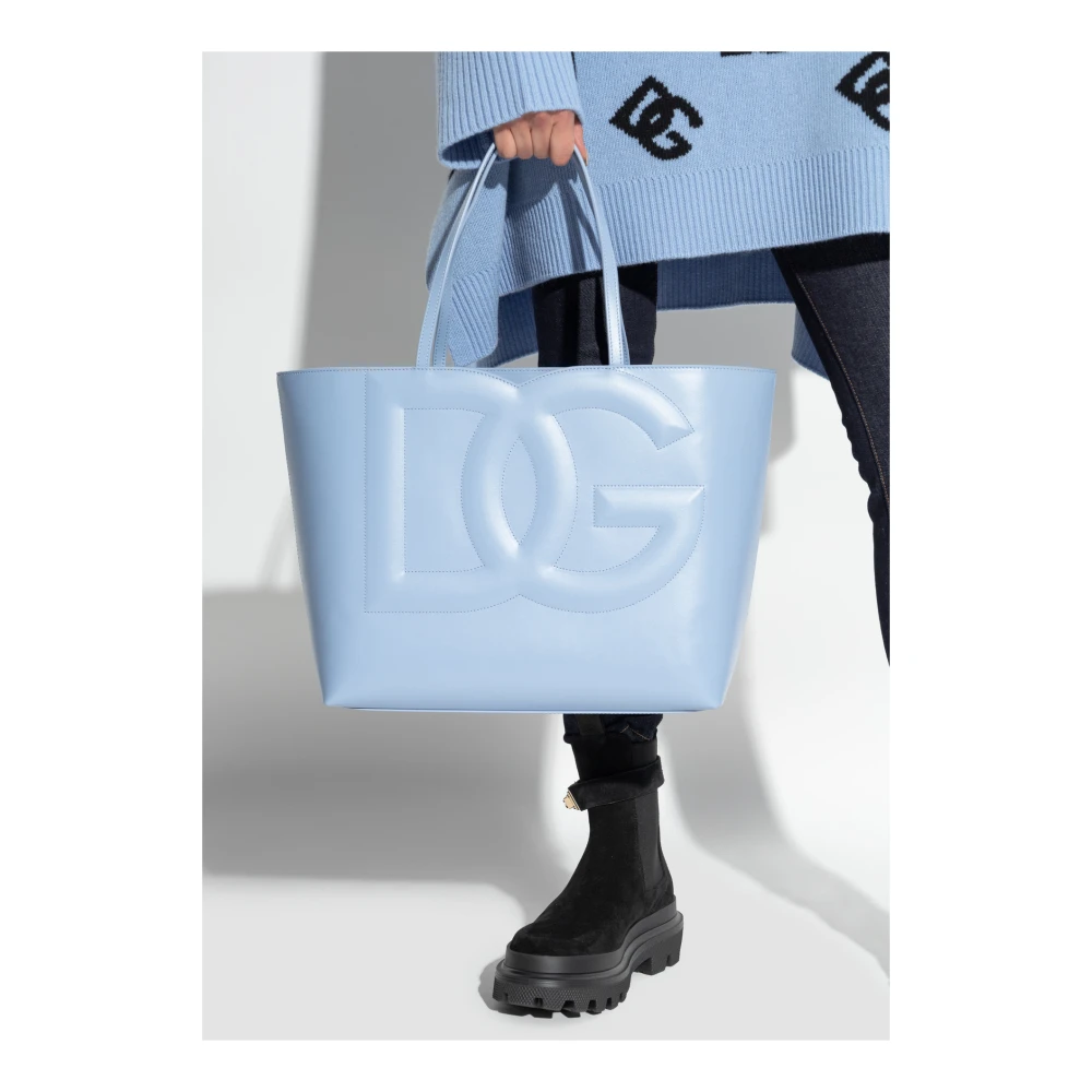 Dolce & Gabbana Tas DG Logo type Shopper Blue Dames