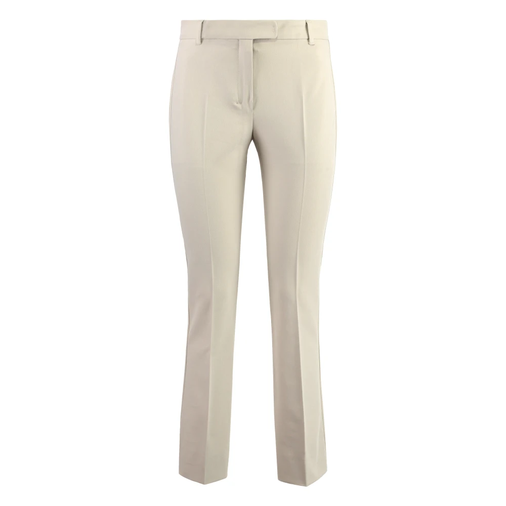 Max Mara Women's Beige Stretch Viscose Trousers With Flared Hem - Slim-Fit Trousers - 2XL - Trousers