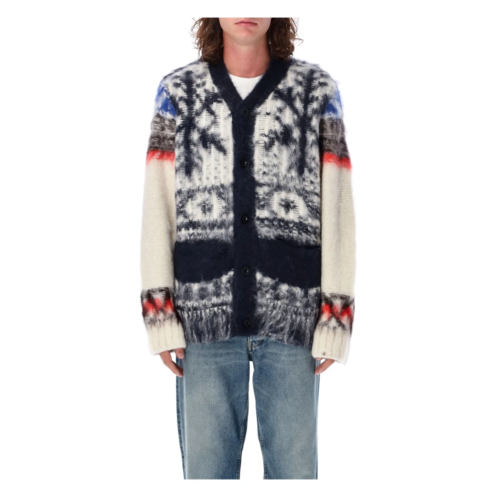 Sacai Fair Isle Gebreide Vest Off White Multicolor Heren