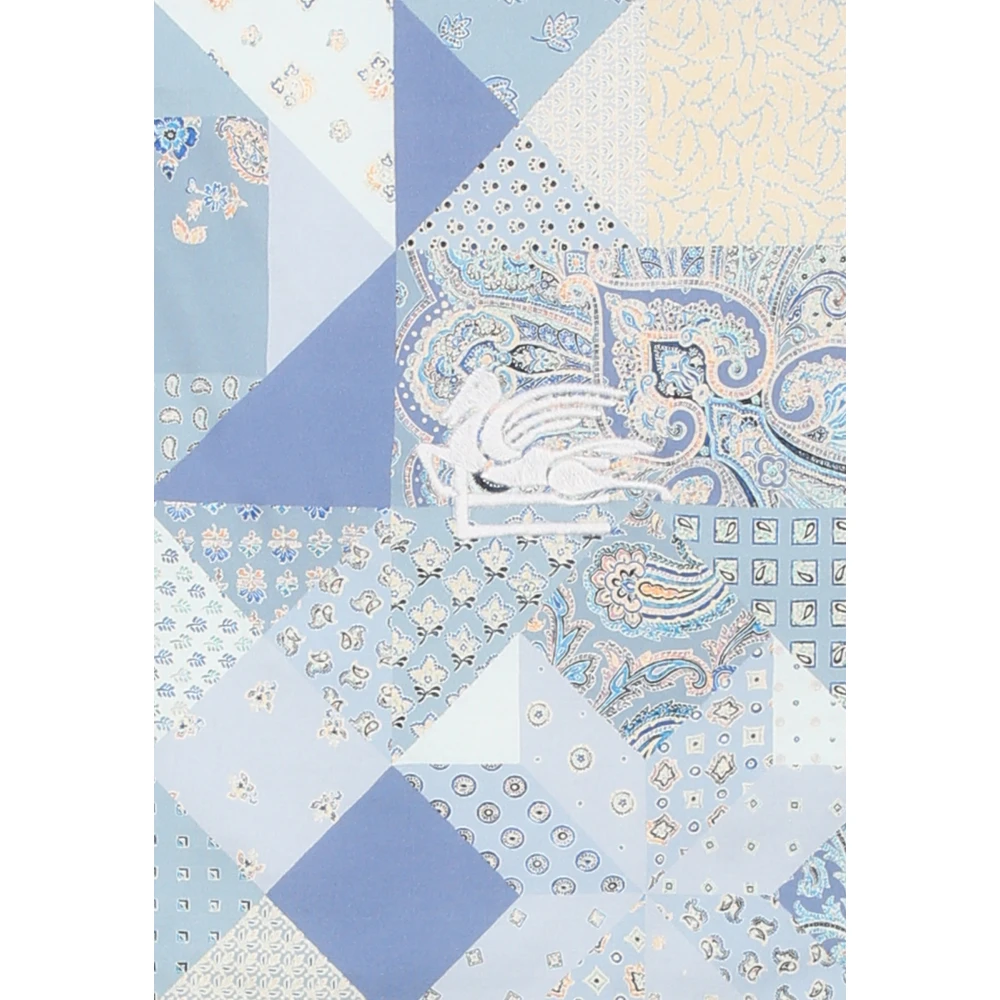 ETRO Paisley Patchwork Pegasus Geborduurd Deken Blue Unisex