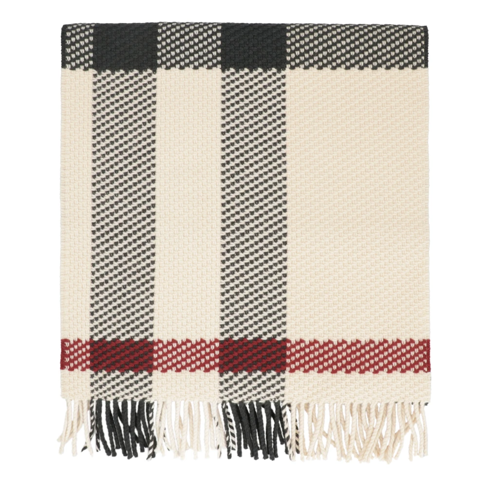 Burberry Wollen Sjaal met Franjes en Motief Beige Unisex