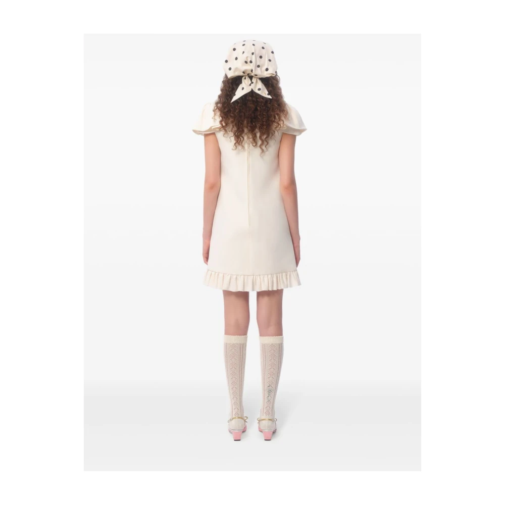 Valentino Ivoor Jurk met Pofmouwen Beige Dames