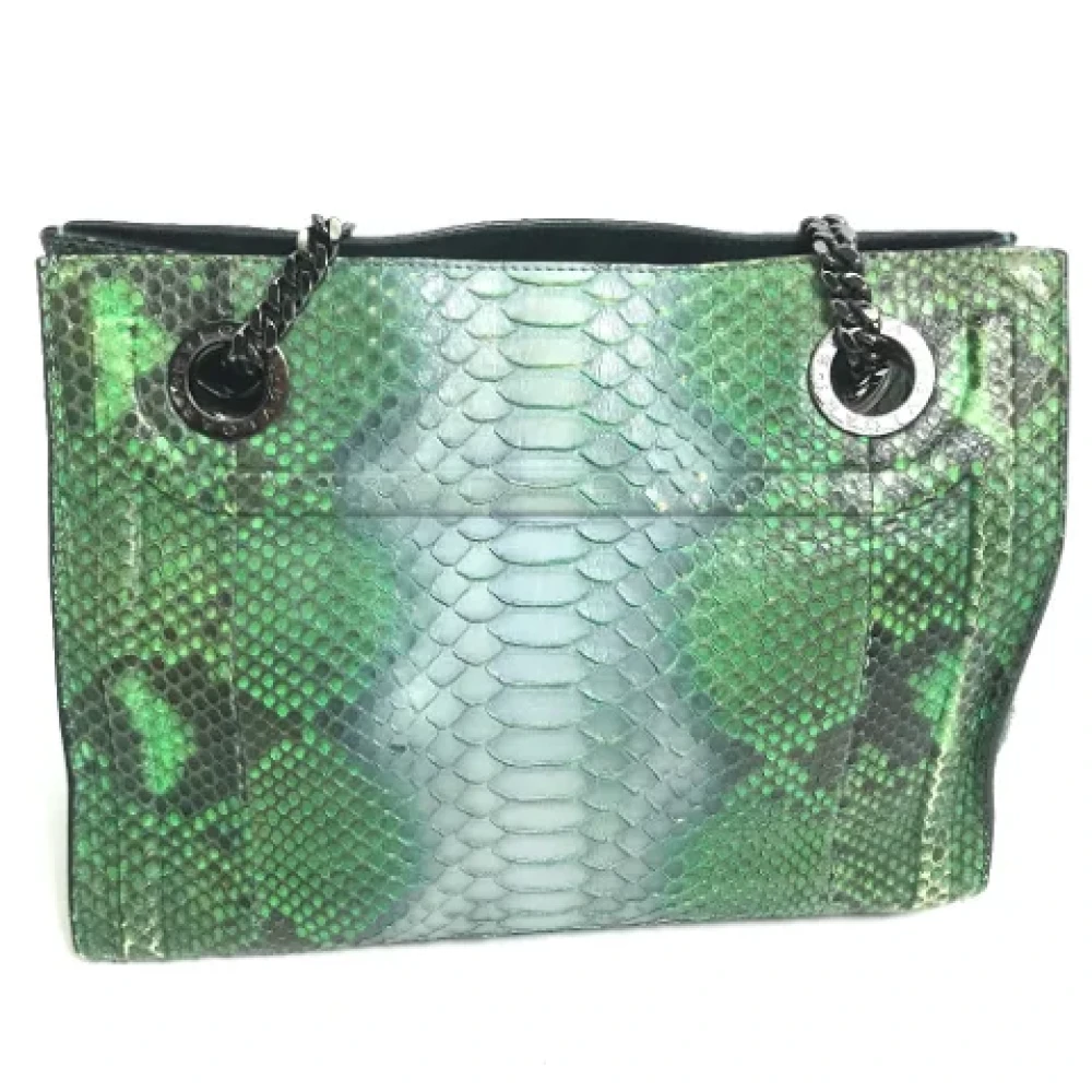 Bvlgari Vintage Pre-owned Fabric shoulder-bags Green Dames