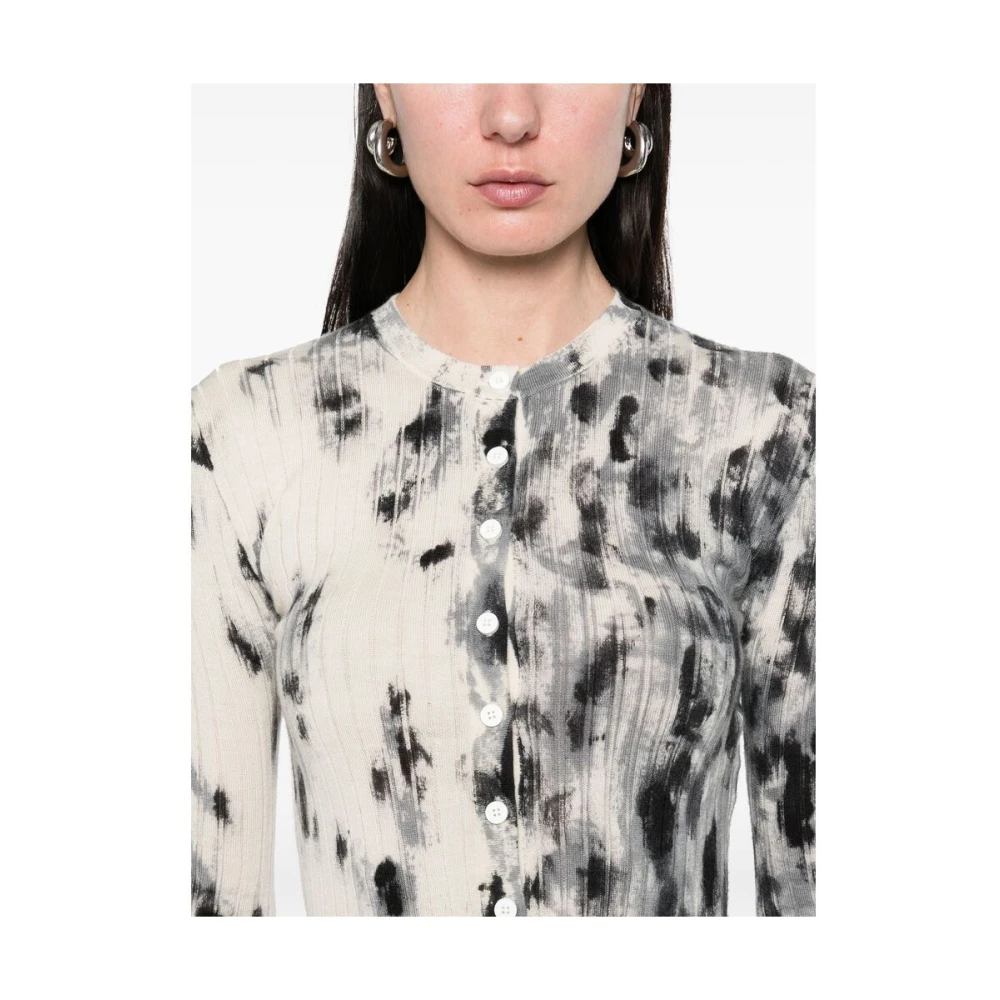 The Attico Witte Geborduurde Logo Lange Mouw Jurk White Dames