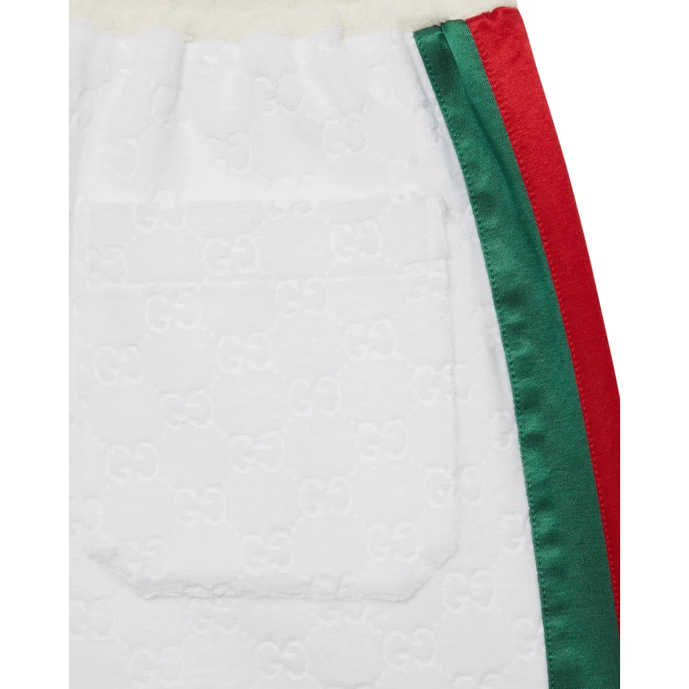 Gucci Logo Web Detail Terry Cloth Shorts White Heren