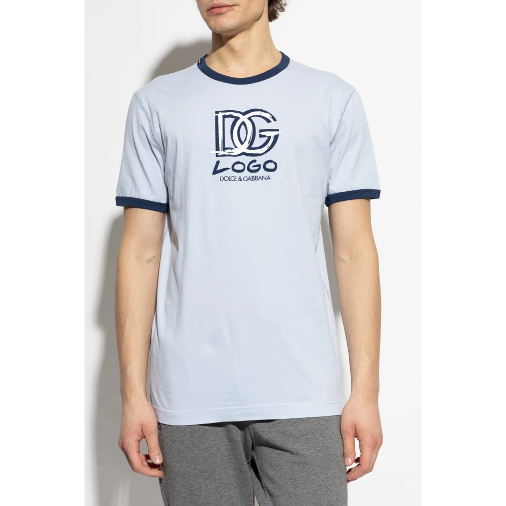 Dolce & Gabbana T-shirt met bedrukt logo Blue Heren