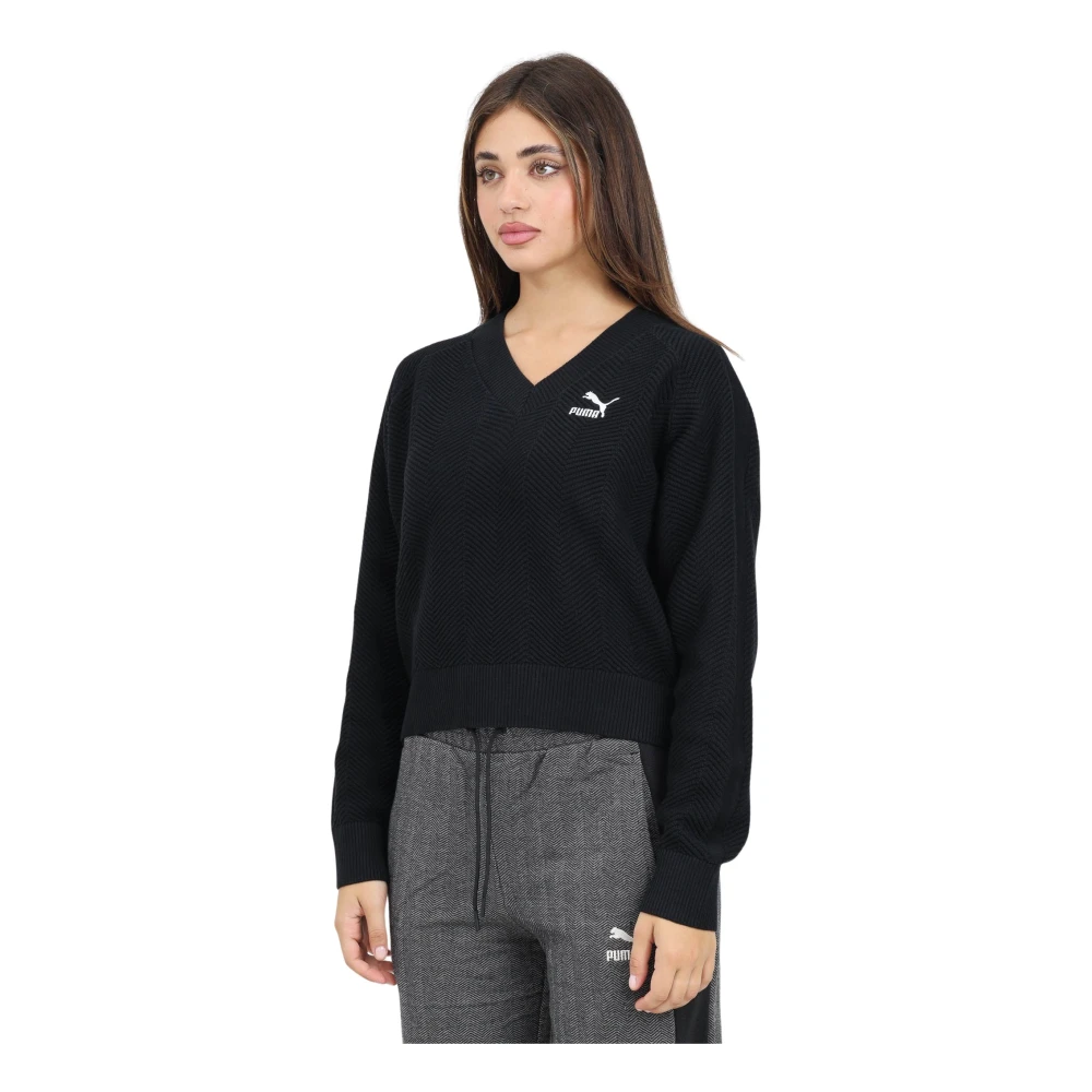 Puma Casual V-hals trui Damesmode Black Dames