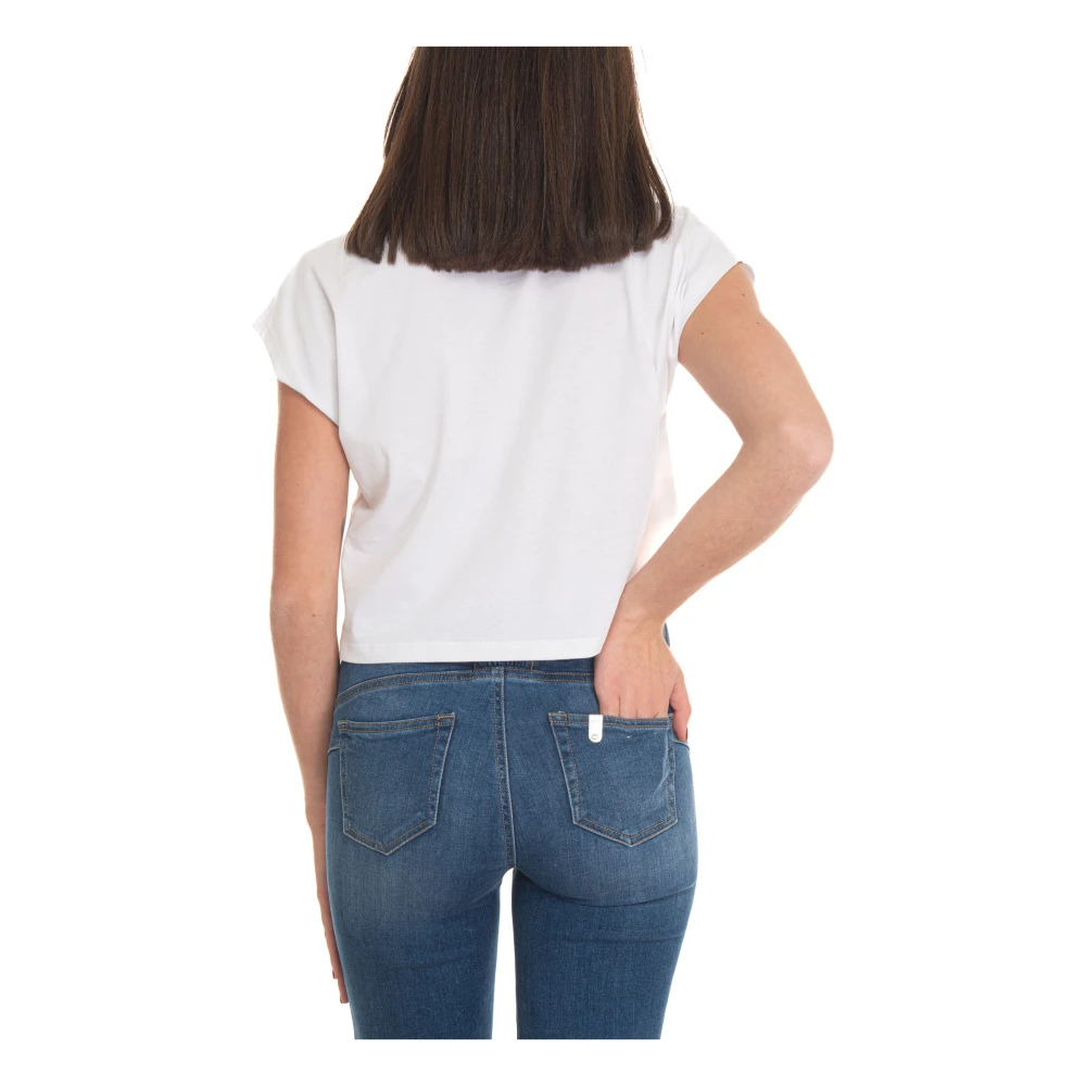 Liu Jo Rhinestone Logo Tassel T-shirt White Dames