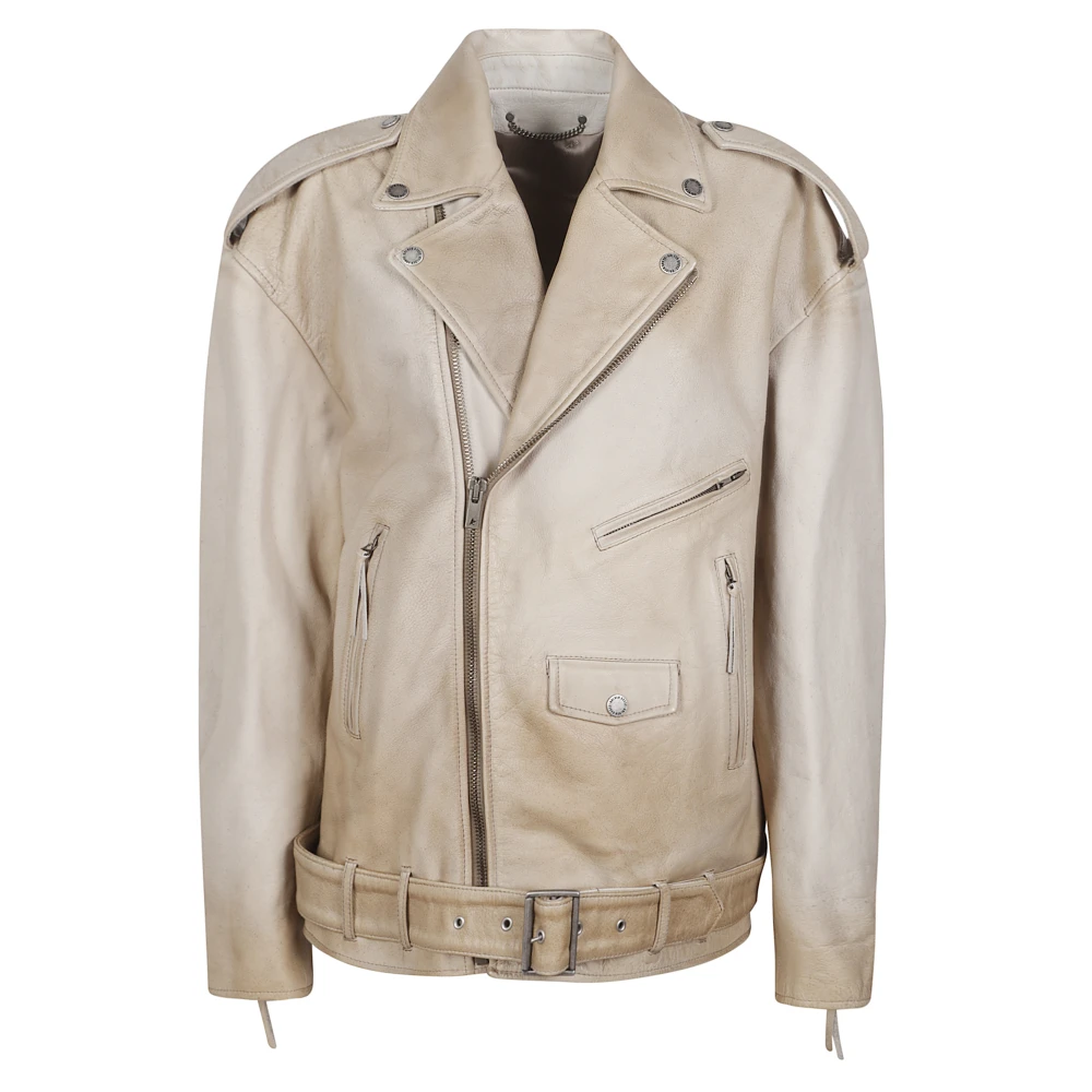 Golden Goose Women's Beige Leather Jackets, S, Journey Leather Jacket
