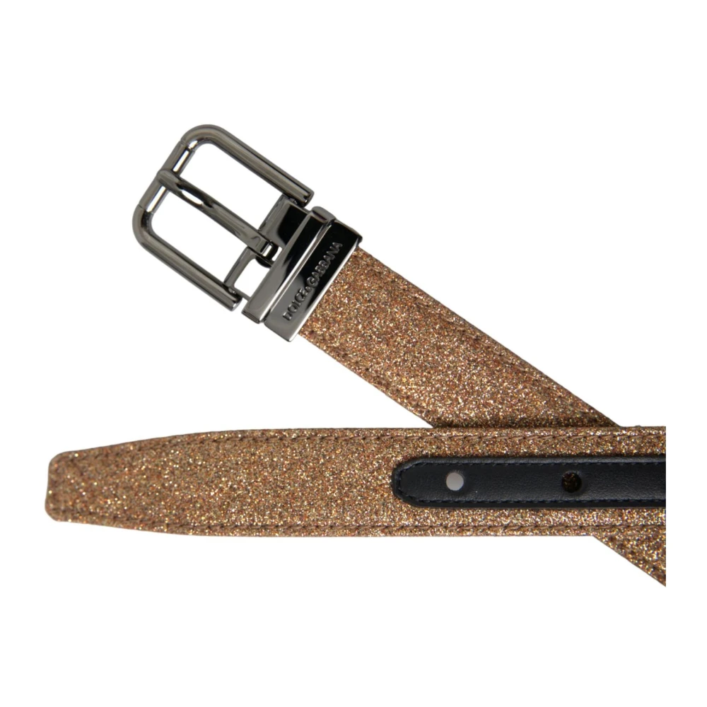 Dolce & Gabbana Zwarte Leren Riem met Gouden Gesp Black Dames
