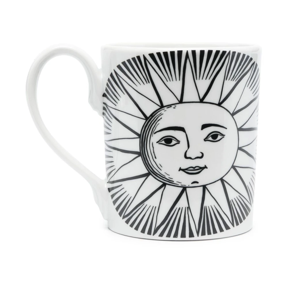 Fornasetti Zon Thema Porseleinen Beker White Dames
