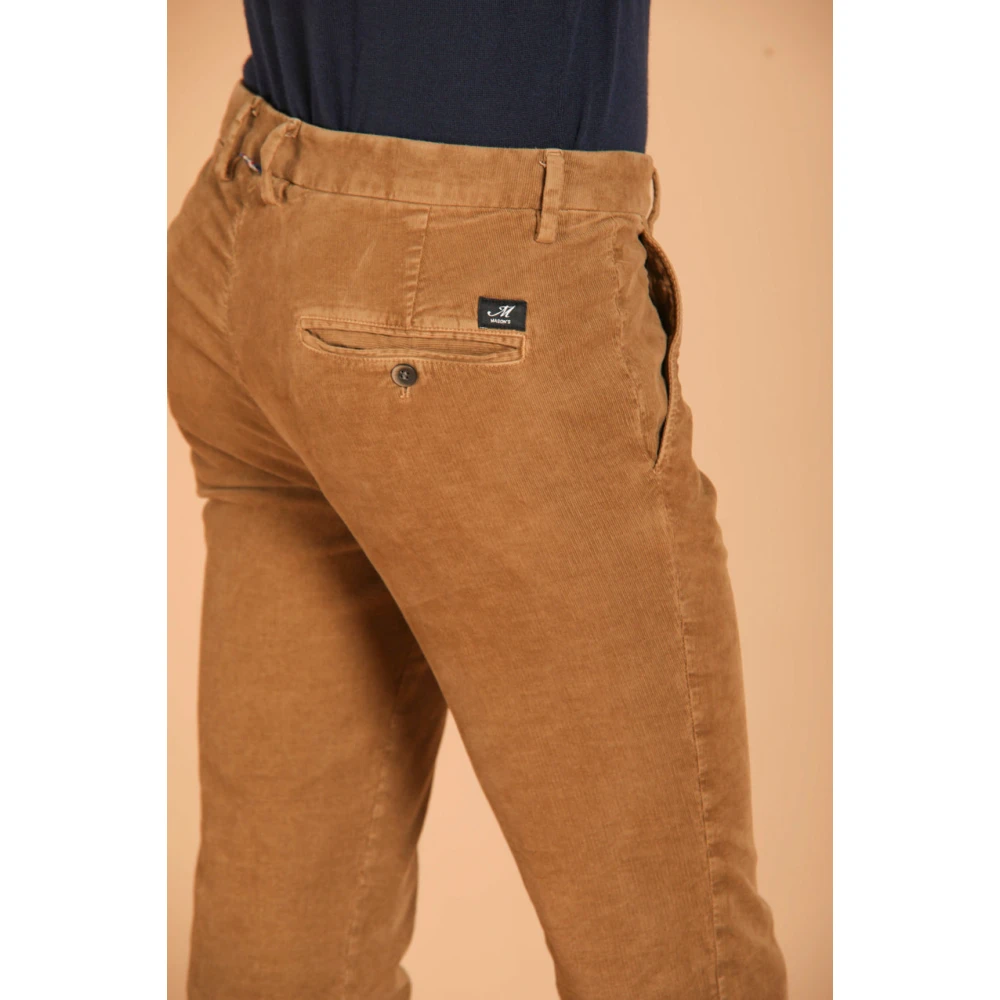 Mason's Fluweel Gestreepte Slim Fit Chino Broek Brown Heren