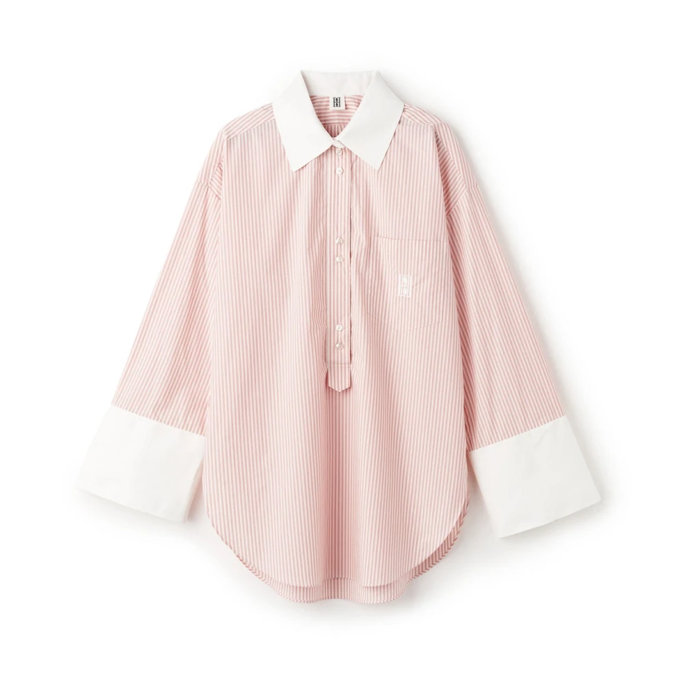 Oversized Pink Stripe Skjorte