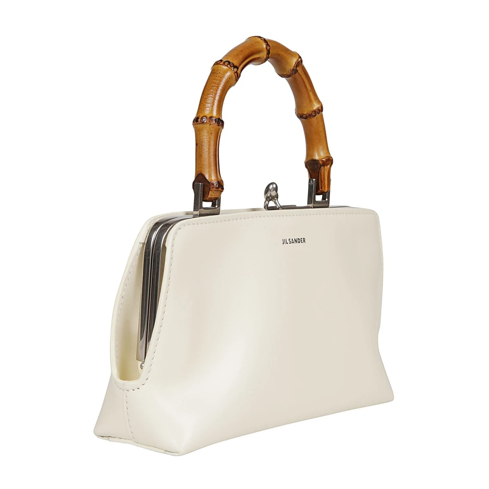 Jil Sander Mini leren tas met metalen afwerking White Dames