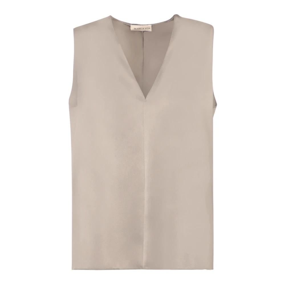Blanca Vita Beige Mouwloze Top met V-hals Beige Dames