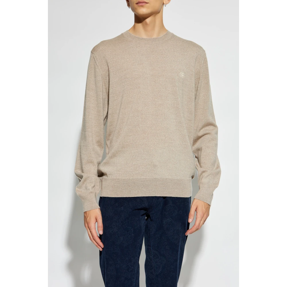 ETRO Wollen trui met logo Beige Heren