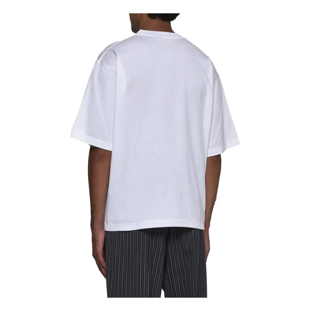Marni Wit Logo Print Crew Neck T-shirt White Heren