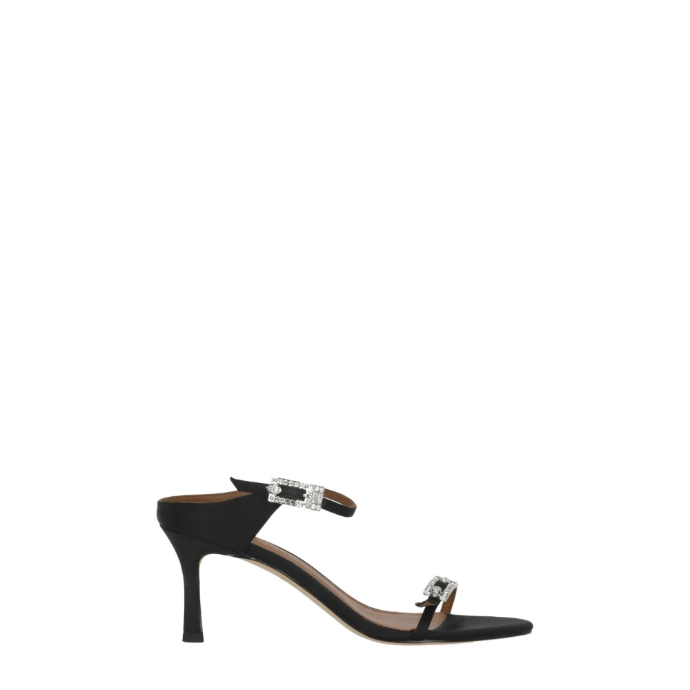 Kurt Geiger Women's Black Strass Double Buckle Heeled Mule - Heeled Mules - 4 Uk - Shoes