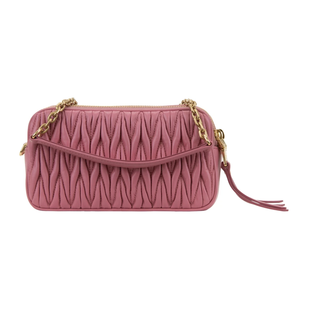 Miu Leren schoudertas met rits Pink Dames