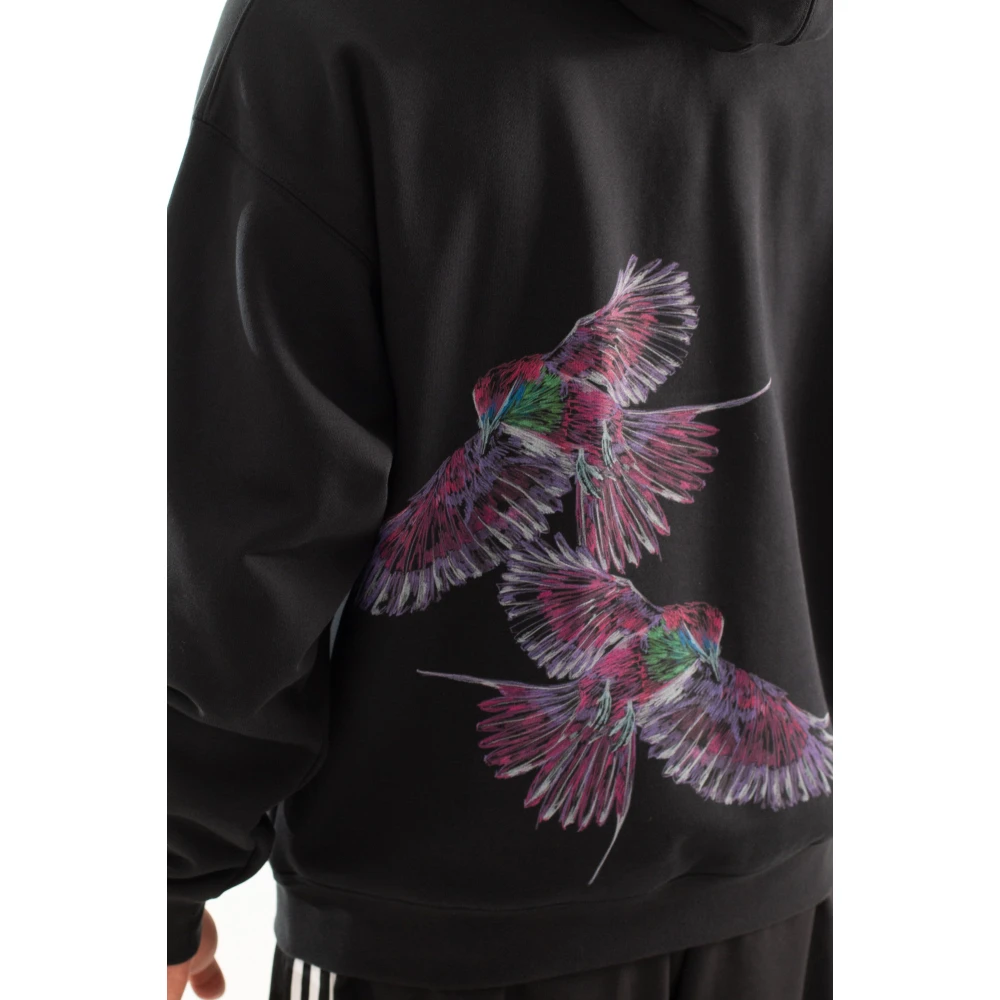 Y-3 Zwarte Grafische Hoodie Achterkant Black Heren