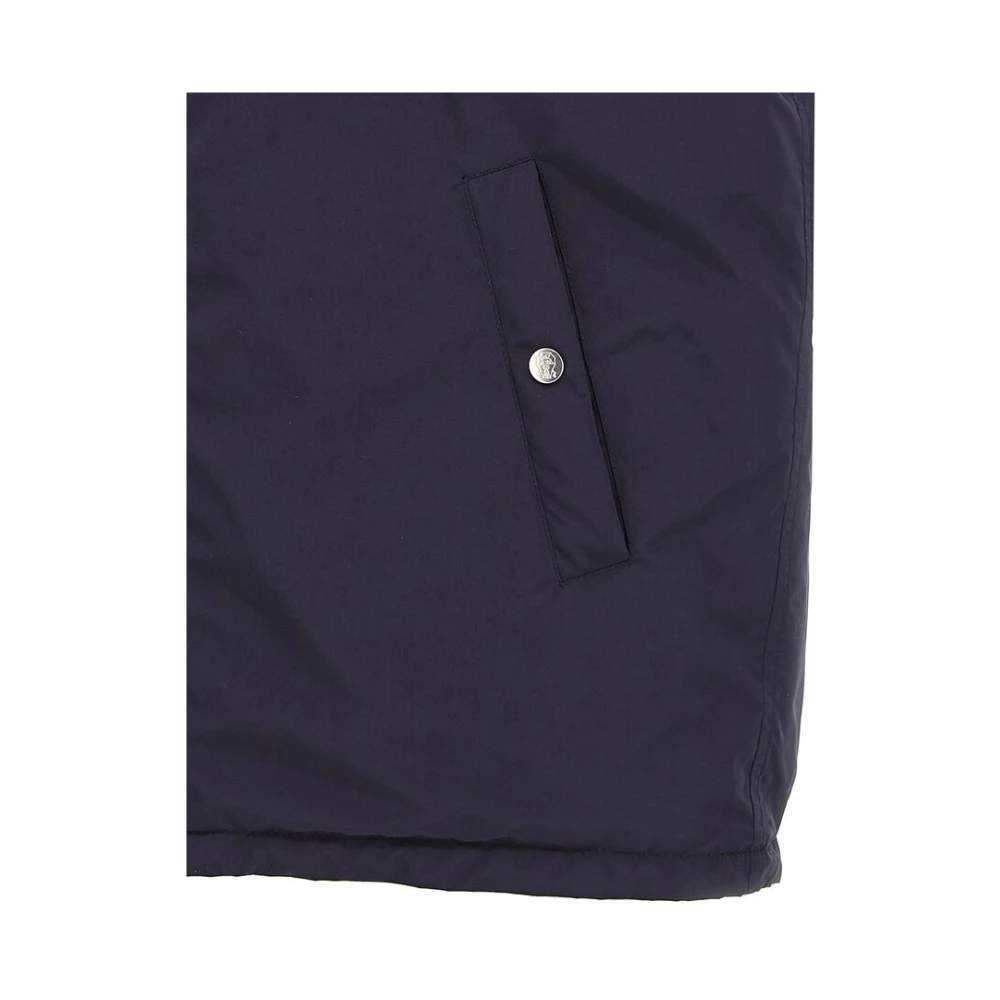 BRUNELLO CUCINELLI Navy Blue Sleeveless High Neck Outwear Blue Heren
