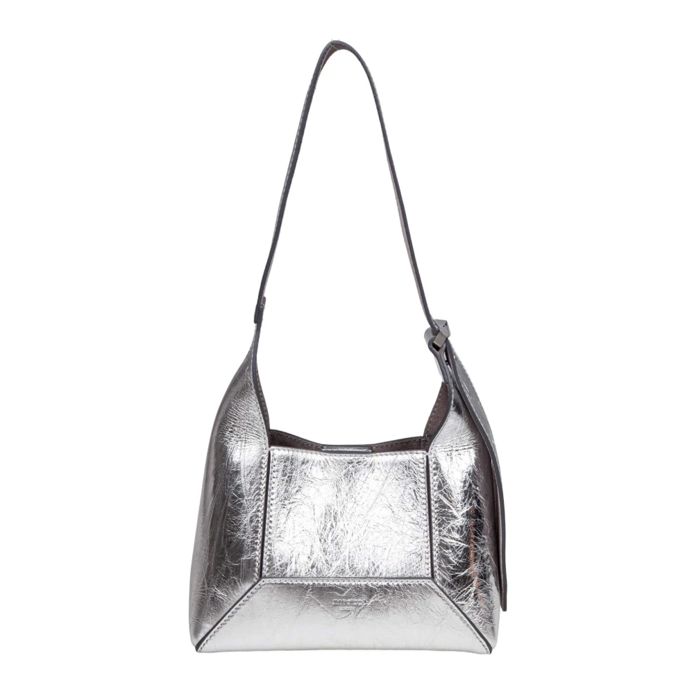 Jimmy Choo Zilveren gelamineerde leren schoudertas Gray Dames