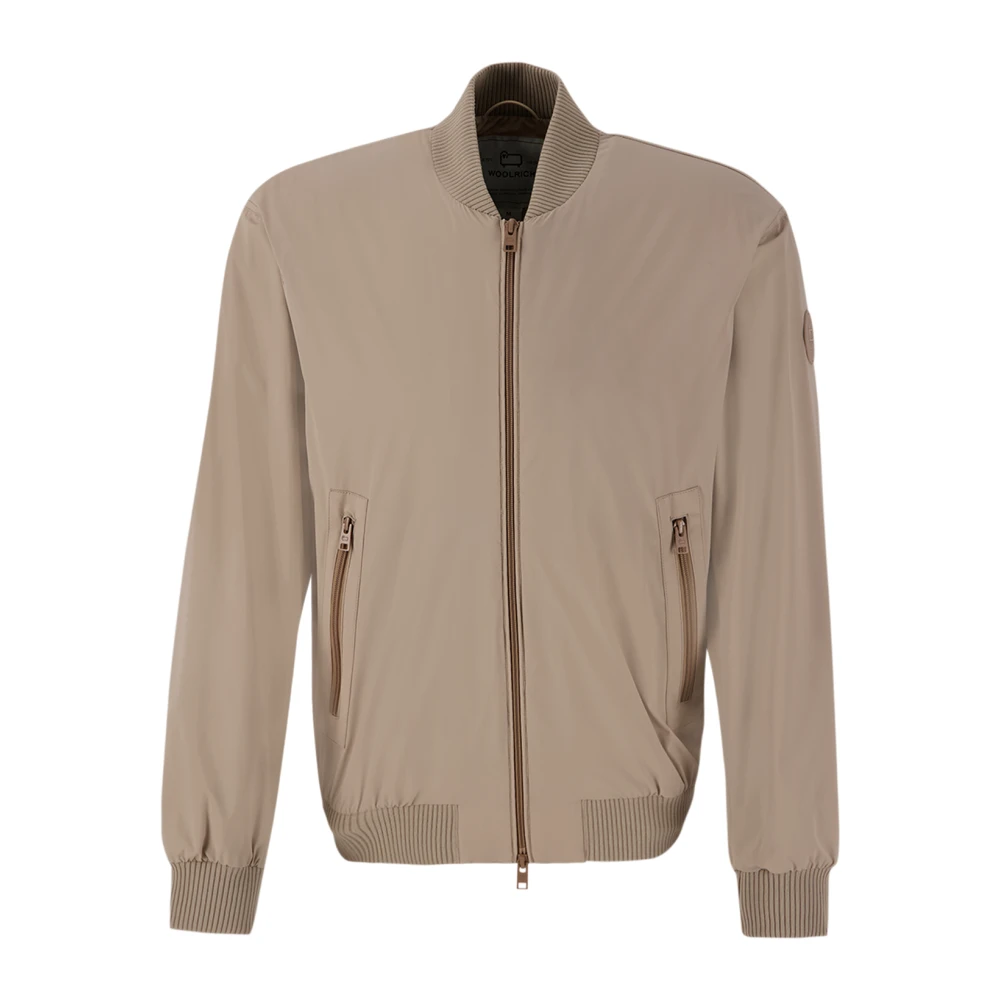 Woolrich Men's Beige Stretch Bomber Jacket