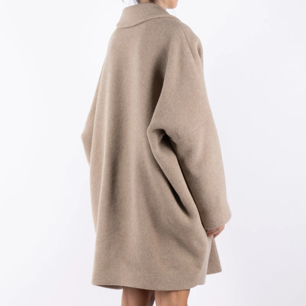 MM6 Maison Margiela Beige Wollen Jas Gray Dames