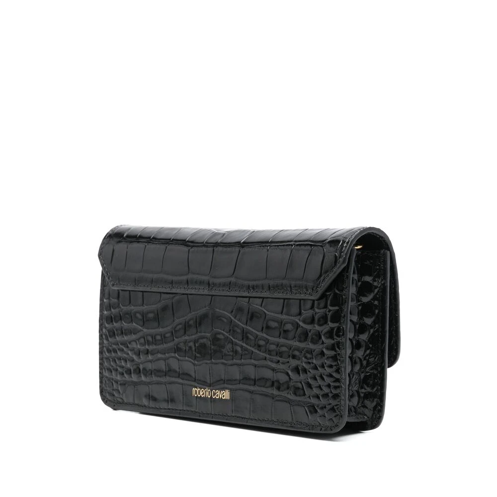 Roberto Cavalli Foldover Schoudertas met Ketting Black Dames
