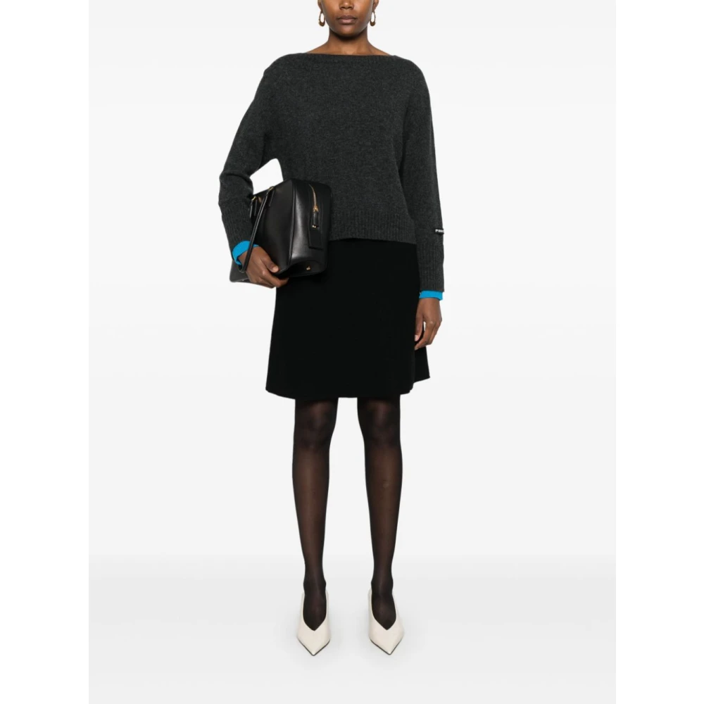 pinko Grijze Wol-Kasjmier Trui Boothals Gray Dames